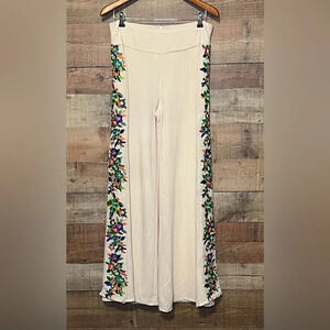 Julie Brown Embroidered Palazzo Wide Leg Pants Women’s size 6